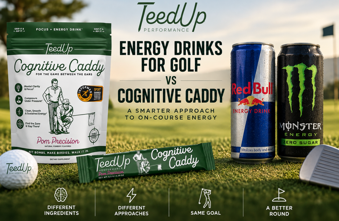 Energy drinks for golf vs Cognitive Caddy focus and energy comparison