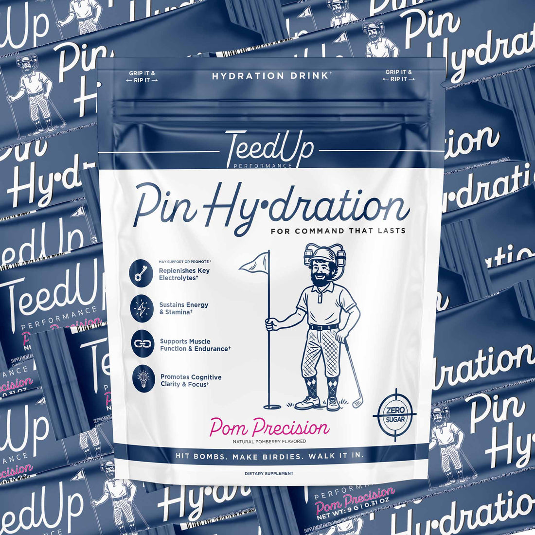 Pin Hy-Dration electrolyte drink mix for golf hydration and long rounds
